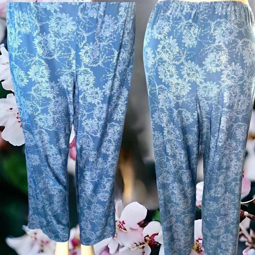 GEORGE l Women’s Bottoms l Blue & White Floral l Elastic waistband l Large l EUC